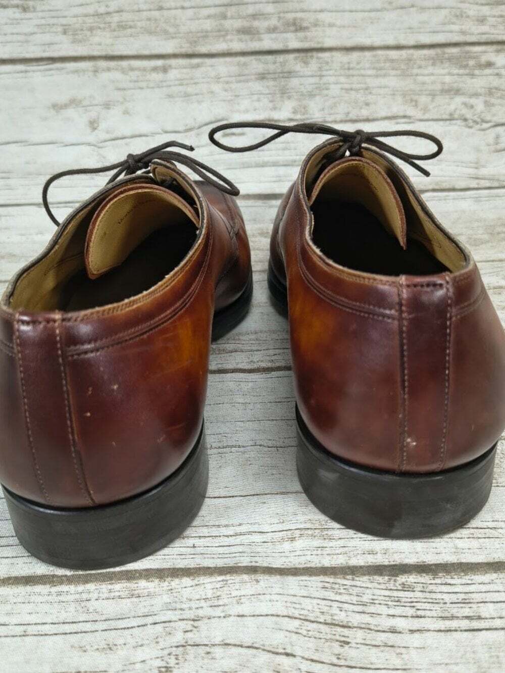 MAGNANNI Diversa Cognac Brown Burnished Leather Moc Toe Oxfords Mens 13 M Spain - Picture 5 of 8
